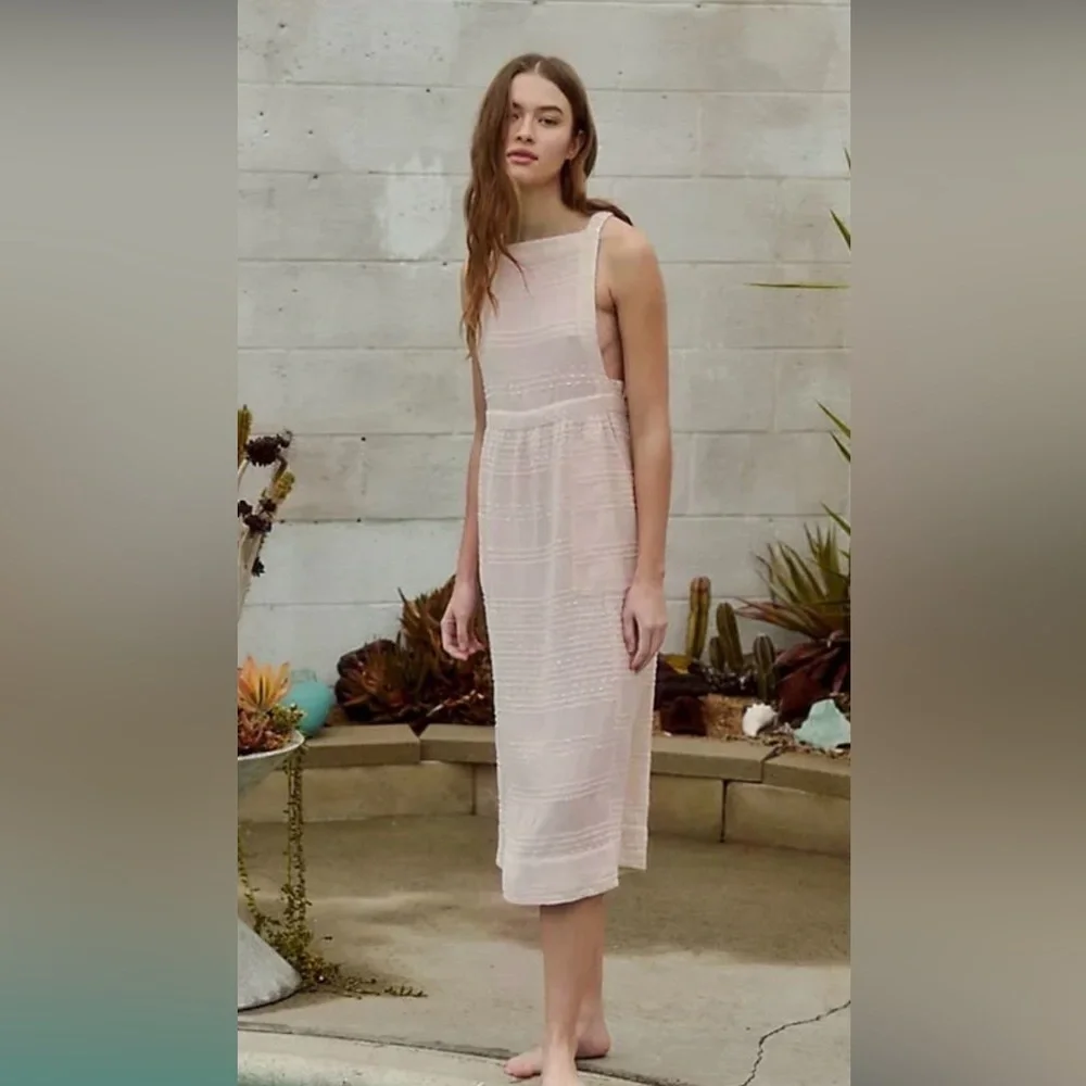 Free People Good For The Soul Pinafore Midi Dress - Picture 2 of 8